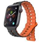 For Apple Watch Series 4 44mm Reverse Buckle Two Color Magnetic Silicone Watch Band(Black+Orange) - 1