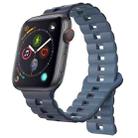 For Apple Watch Series 4 40mm Reverse Buckle Two Color Magnetic Silicone Watch Band(Dark Blue+Light Blue) - 1