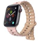 For Apple Watch Series 4 40mm Reverse Buckle Two Color Magnetic Silicone Watch Band(Pink+Grey) - 1