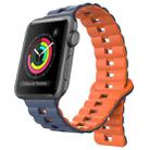 For Apple Watch Series 3 38mm Reverse Buckle Two Color Magnetic Silicone Watch Band(Midnight Blue+Orange) - 1