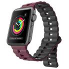 For Apple Watch Series 3 38mm Reverse Buckle Two Color Magnetic Silicone Watch Band(Wine Red+Black) - 1