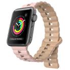 For Apple Watch Series 3 38mm Reverse Buckle Two Color Magnetic Silicone Watch Band(Pink+Grey) - 1