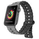 For Apple Watch Series 3 38mm Reverse Buckle Two Color Magnetic Silicone Watch Band(Grey+Black) - 1