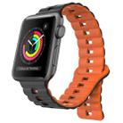 For Apple Watch Series 3 38mm Reverse Buckle Two Color Magnetic Silicone Watch Band(Black+Orange) - 1