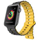 For Apple Watch Series 3 42mm Reverse Buckle Two Color Magnetic Silicone Watch Band(Black+Yellow) - 1