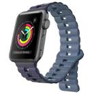 For Apple Watch Series 2 42mm Reverse Buckle Two Color Magnetic Silicone Watch Band(Dark Blue+Light Blue) - 1