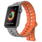 For Apple Watch Series 2 38mm Reverse Buckle Two Color Magnetic Silicone Watch Band(Grey+Orange) - 1