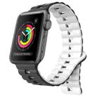 For Apple Watch Series 2 38mm Reverse Buckle Two Color Magnetic Silicone Watch Band(Black+White) - 1