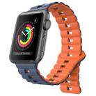 For Apple Watch 42mm Reverse Buckle Two Color Magnetic Silicone Watch Band(Midnight Blue+Orange) - 1