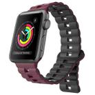 For Apple Watch 42mm Reverse Buckle Two Color Magnetic Silicone Watch Band(Wine Red+Black) - 1