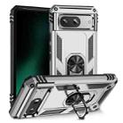 For Google Pixel 8a Shockproof TPU + PC Phone Case with Holder(Silver) - 1
