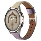 22mm Universal Genuine Leather Watch Band(Purple White) - 1