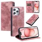 For iPhone 15 Pro Max Totem Embossed Magnetic Leather Phone Case(Rose Gold) - 1