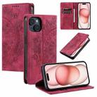 For iPhone 13 mini Totem Embossed Magnetic Leather Phone Case(Red) - 1