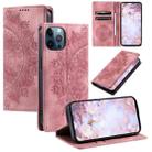 For iPhone 12 Pro Max Totem Embossed Magnetic Leather Phone Case(Rose Gold) - 1