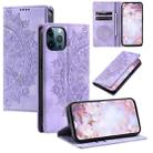 For iPhone 12 Pro Max Totem Embossed Magnetic Leather Phone Case(Purple) - 1