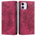 For iPhone 12 mini Totem Embossed Magnetic Leather Phone Case(Red) - 1
