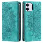 For iPhone 12 mini Totem Embossed Magnetic Leather Phone Case(Green) - 1