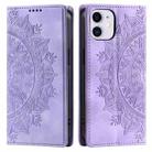 For iPhone 12 mini Totem Embossed Magnetic Leather Phone Case(Purple) - 1