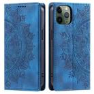 For iPhone 11 Pro Totem Embossed Magnetic Leather Phone Case(Blue) - 1