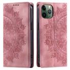 For iPhone 11 Pro Totem Embossed Magnetic Leather Phone Case(Rose Gold) - 1