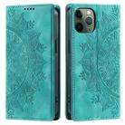 For iPhone 11 Pro Totem Embossed Magnetic Leather Phone Case(Green) - 1