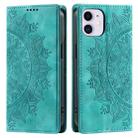 For iPhone 11 Totem Embossed Magnetic Leather Phone Case(Green) - 1