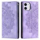 For iPhone 11 Totem Embossed Magnetic Leather Phone Case(Purple) - 1