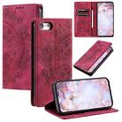 For iPhone SE 2022 / 2020 / 8 / 7 Totem Embossed Magnetic Leather Phone Case(Red) - 1