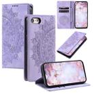 For iPhone SE 2022 / 2020 / 8 / 7 Totem Embossed Magnetic Leather Phone Case(Purple) - 1