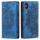 For iPhone XS / S Totem Embossed Magnetic Leather Phone Case(Blue) - 1