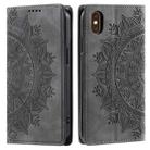 For iPhone XS / S Totem Embossed Magnetic Leather Phone Case(Grey) - 1