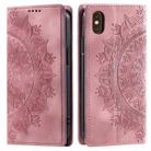 For iPhone XS / S Totem Embossed Magnetic Leather Phone Case(Rose Gold) - 1