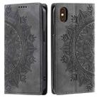 For iPhone XS Max Totem Embossed Magnetic Leather Phone Case(Grey) - 1
