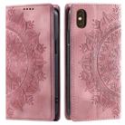 For iPhone XS Max Totem Embossed Magnetic Leather Phone Case(Rose Gold) - 1