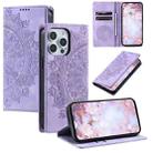 For iPhone 16 Pro Max Totem Embossed Magnetic Leather Phone Case(Purple) - 1