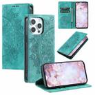 For iPhone 16 Pro Totem Embossed Magnetic Leather Phone Case(Green) - 1