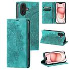 For iPhone 16 Plus Totem Embossed Magnetic Leather Phone Case(Green) - 1