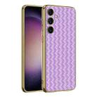 For Samsung Galaxy S24+ 5G GKK Weave Texture Electroplating PU Protective Phone Case(Purple) - 1