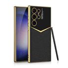 For Samsung Galaxy S24 Ultra 5G GKK Plating Soft TPU + Leather Full Coverage Phone Case without Pen(Black) - 1