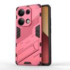 For Xiaomi Redmi Note 13 Pro 4G Global Punk Armor 2 in 1 PC + TPU Phone Case with Holder(Light Red) - 1