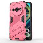 For Xiaomi Redmi A3 4G Global Punk Armor 2 in 1 PC + TPU Phone Case with Holder(Light Red) - 1