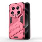 For Xiaomi 14 Ultra 5G Punk Armor 2 in 1 PC + TPU Phone Case with Holder(Light Red) - 1