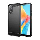 For OPPO A18 4G Carbon Fiber Brushed Texture TPU Phone Case(Black) - 1