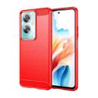 For OPPO A2 5G Carbon Fiber Brushed Texture TPU Phone Case(Red) - 1