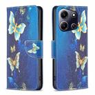 For Infinix Note 30i Colored Drawing Pattern Leather Phone Case(Gold Butterfly) - 1