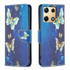 For Infinix Note 30 Pro Colored Drawing Pattern Leather Phone Case(Gold Butterfly) - 1