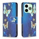 For Infinix Hot 40/40 Pro Colored Drawing Pattern Leather Phone Case(Gold Butterfly) - 1