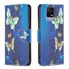 For Infinix Smart 8 Colored Drawing Pattern Leather Phone Case(Gold Butterfly) - 1