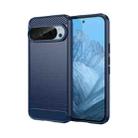 For Google Pixel 9 Pro 5G Carbon Fiber Brushed Texture TPU Phone Case(Blue) - 1